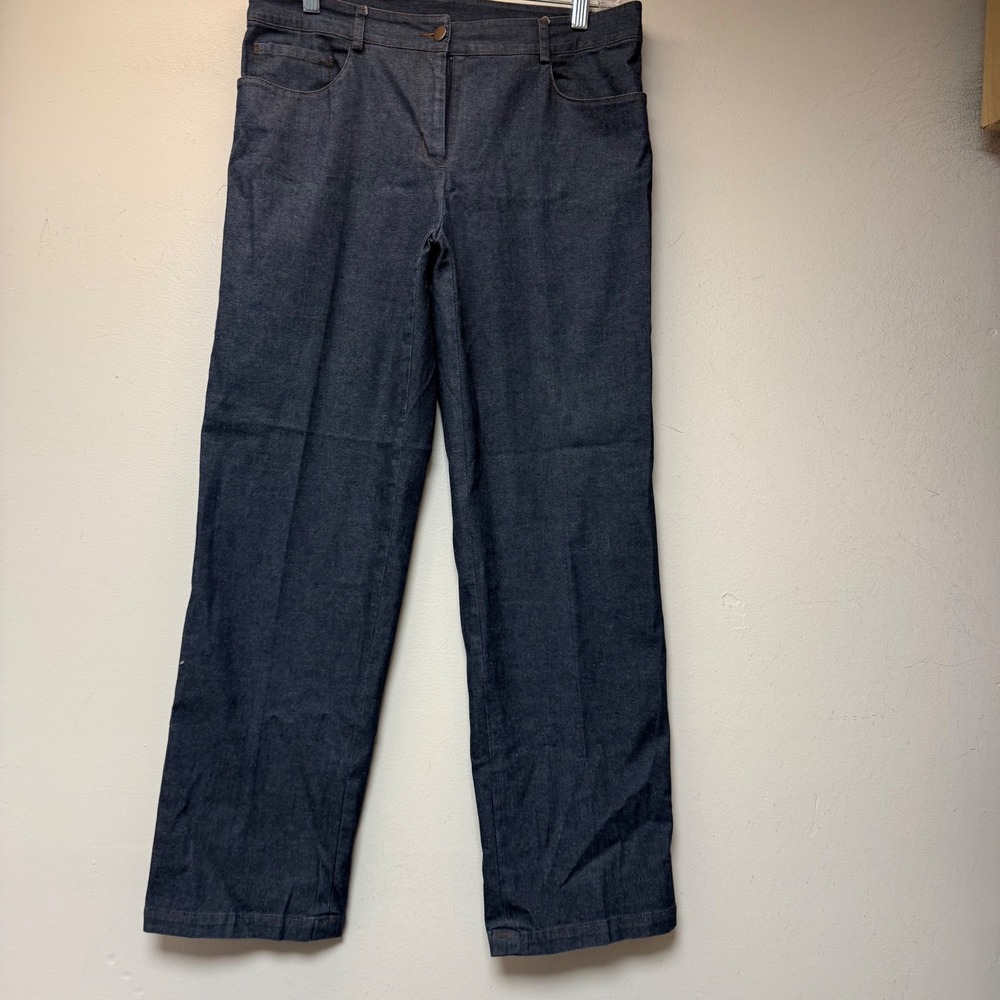 Eileen Fisher Straight Leg Jeans Womens S Dark Wash Excellent Made in USA Denim